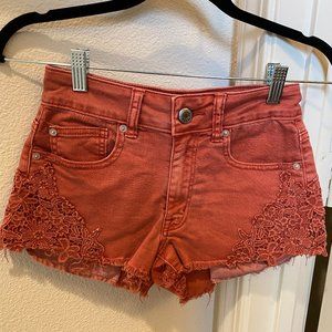 Vintage AEO Hi-Rise Festival Rust Denim Shorts